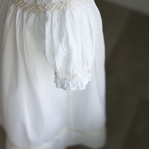 Strasburg Dress ORIGINAL White Bishop Smocked Ecru Embroidery Pearls LIKE NEW - Picture 3 of 7